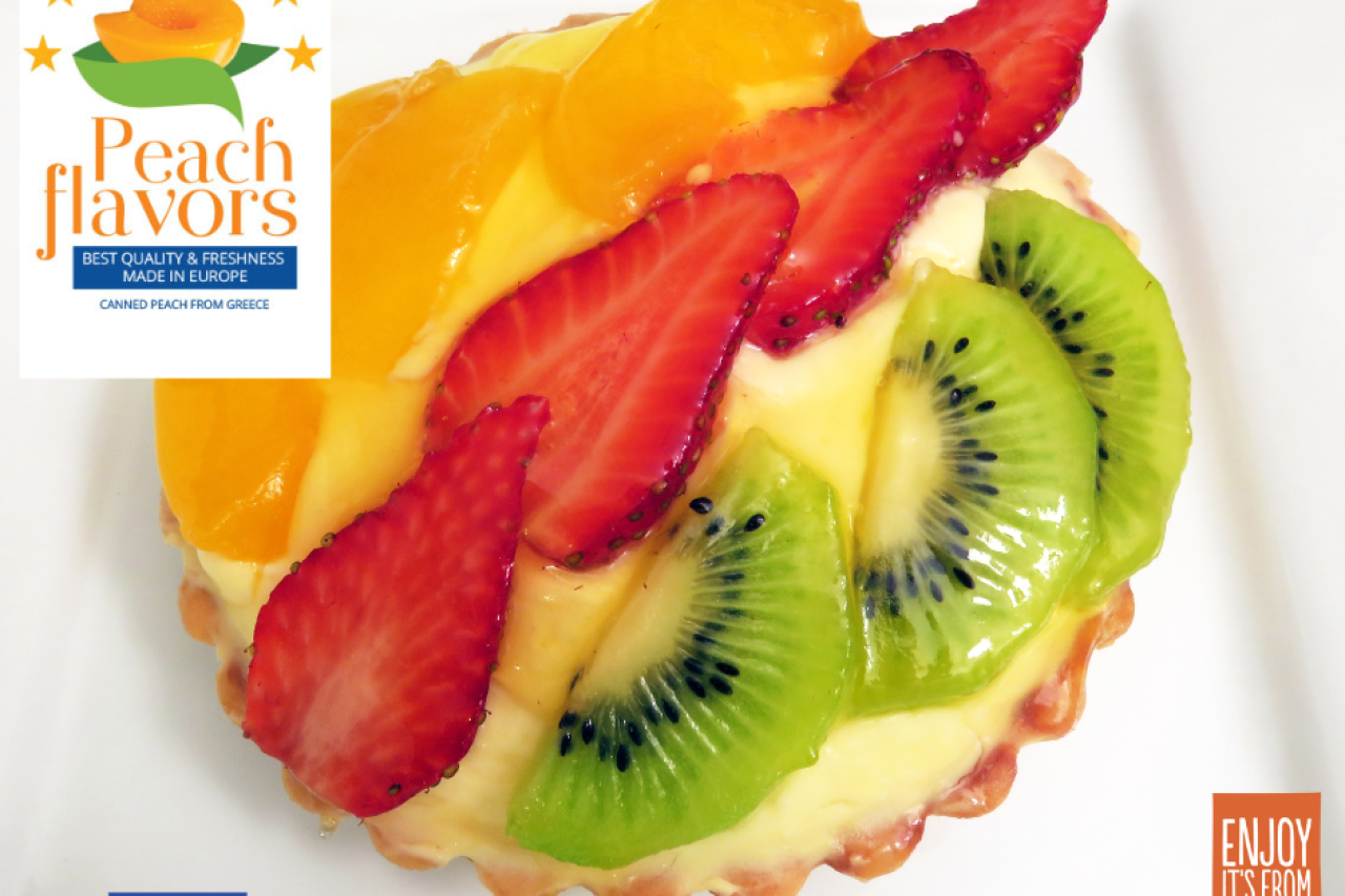 Tart with European canned peaches 